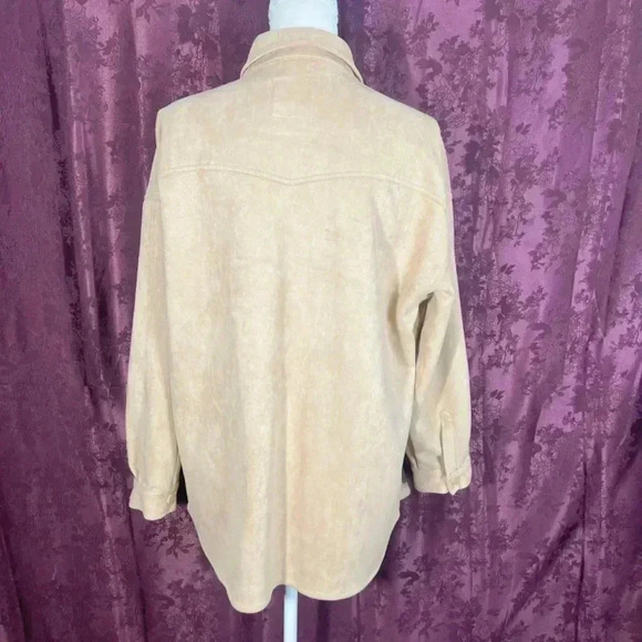 ELODIE Women's Sueded Snap Front Utility Jacket with Chest Pocket Size L - Picture 5 of 9